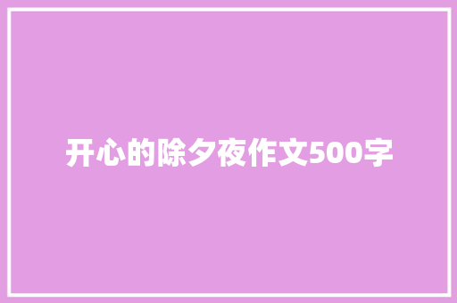 开心的除夕夜作文500字