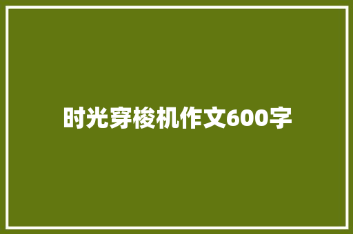 时光穿梭机作文600字