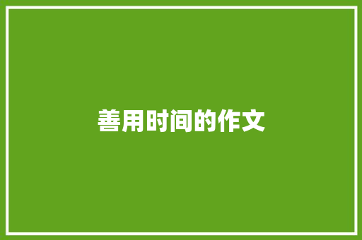 善用时间的作文