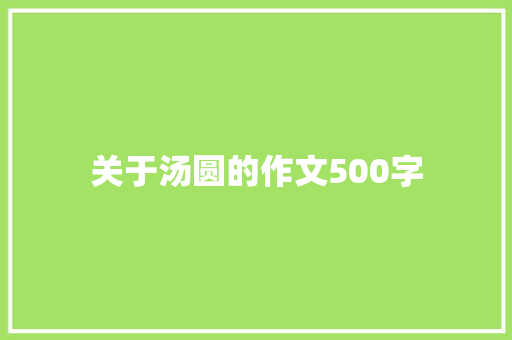关于汤圆的作文500字
