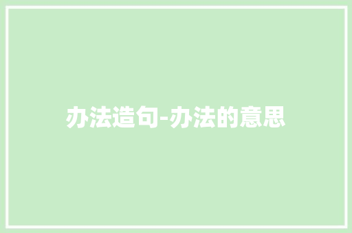 办法造句-办法的意思