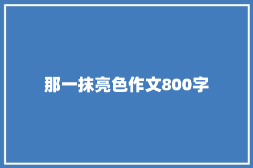 那一抹亮色作文800字