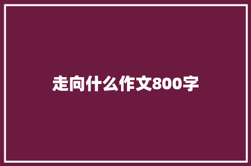 走向什么作文800字