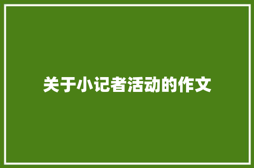 关于小记者活动的作文
