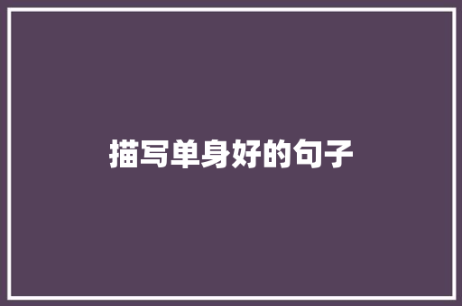 描写单身好的句子