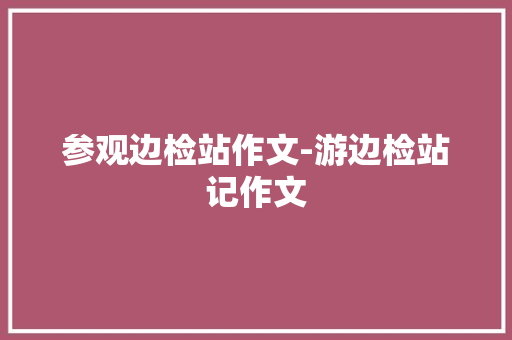 参观边检站作文-游边检站记作文