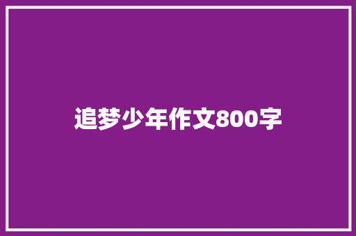 追梦少年作文800字