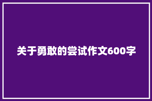 关于勇敢的尝试作文600字