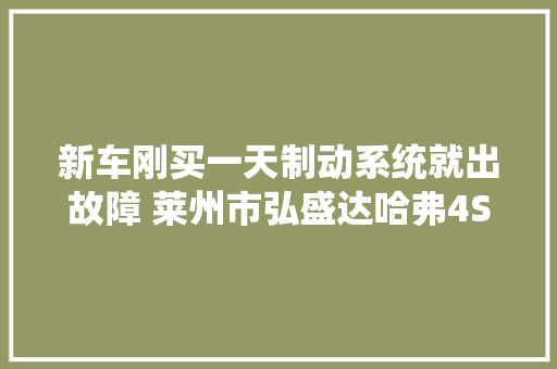 新车刚买一天制动系统就出故障 莱州市弘盛达哈弗4S店赞同换车 汽车知识