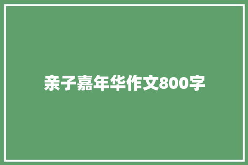 亲子嘉年华作文800字