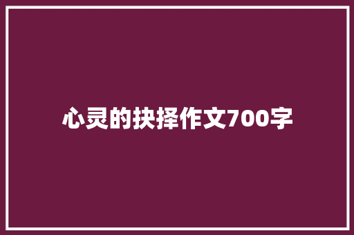 心灵的抉择作文700字