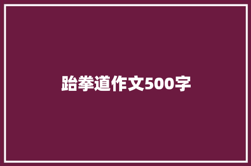 跆拳道作文500字