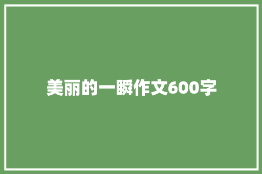 美丽的一瞬作文600字