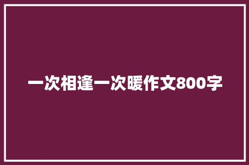 一次相逢一次暖作文800字