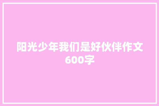 阳光少年我们是好伙伴作文600字