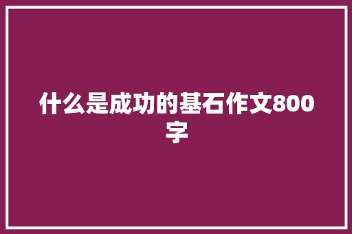 什么是成功的基石作文800字