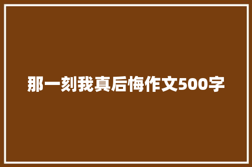 那一刻我真后悔作文500字