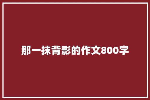 那一抹背影的作文800字
