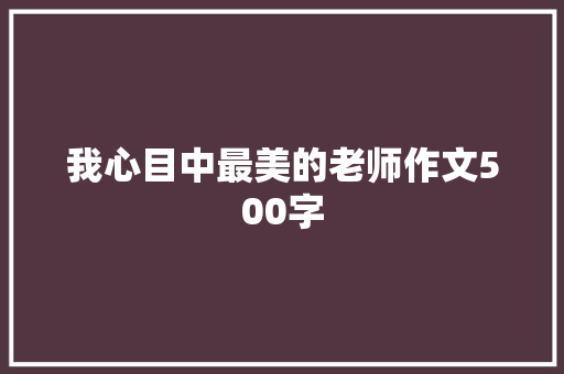 我心目中最美的老师作文500字