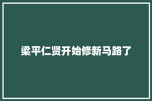 梁平仁贤开始修新马路了 汽车知识