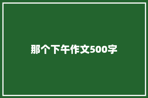 那个下午作文500字