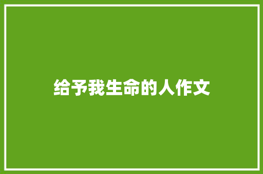 给予我生命的人作文