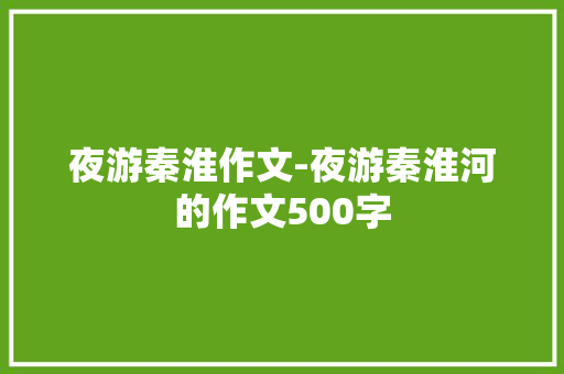 夜游秦淮作文-夜游秦淮河的作文500字