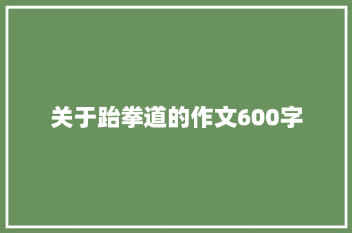 关于跆拳道的作文600字