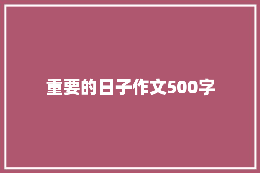 重要的日子作文500字