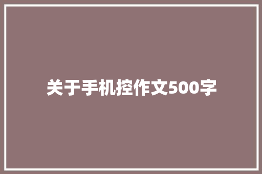 关于手机控作文500字