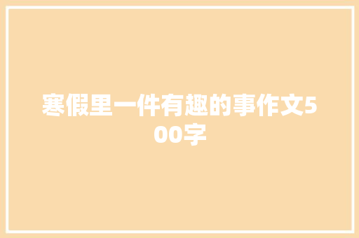 寒假里一件有趣的事作文500字