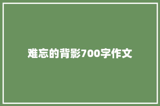 难忘的背影700字作文