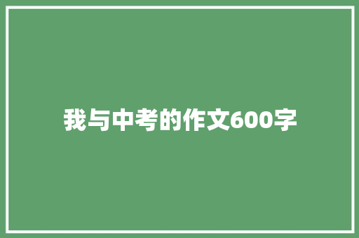 我与中考的作文600字