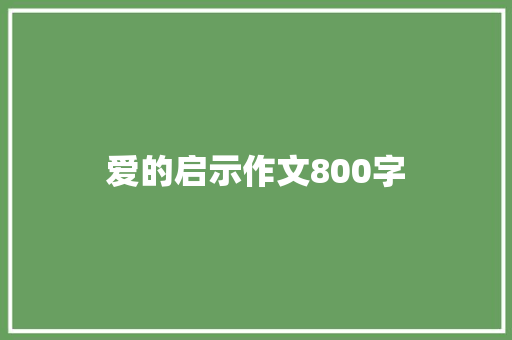 爱的启示作文800字