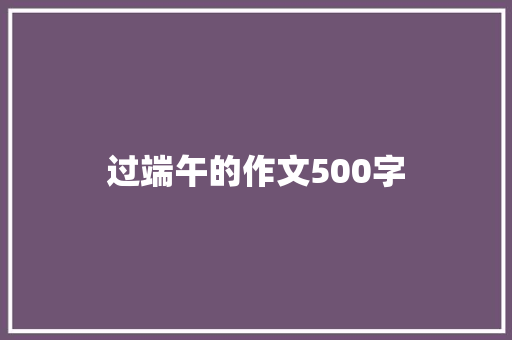 过端午的作文500字