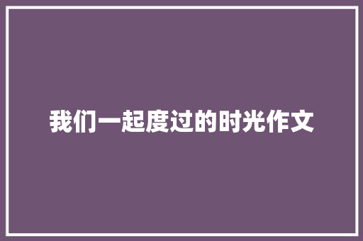 我们一起度过的时光作文