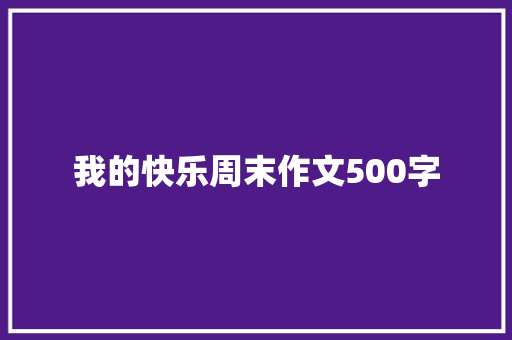 我的快乐周末作文500字