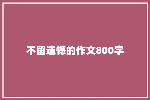 不留遗憾的作文800字