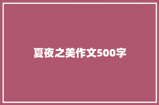 夏夜之美作文500字