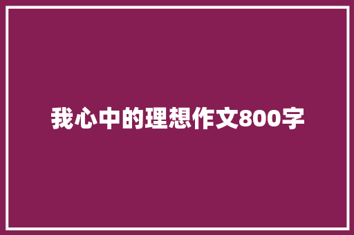 我心中的理想作文800字