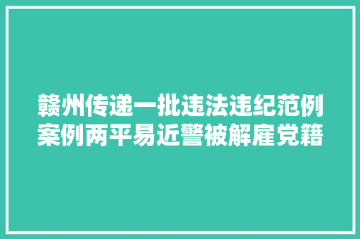 赣州传递一批违法违纪范例案例两平易近警被解雇党籍并移送司法机关依法处理