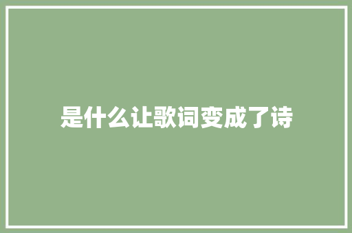 是什么让歌词变成了诗 休闲娱乐