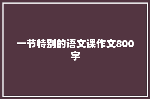 一节特别的语文课作文800字