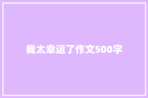 我太幸运了作文500字