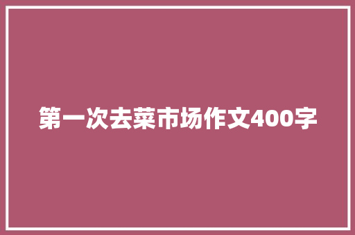 第一次去菜市场作文400字