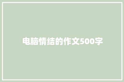电脑情结的作文500字