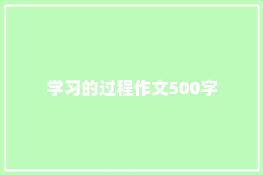 学习的过程作文500字