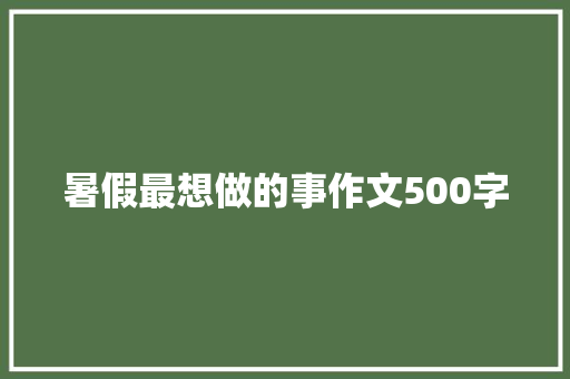 暑假最想做的事作文500字