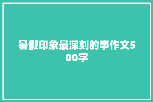 暑假印象最深刻的事作文500字