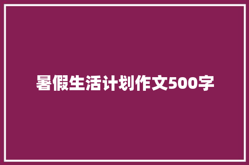 暑假生活计划作文500字
